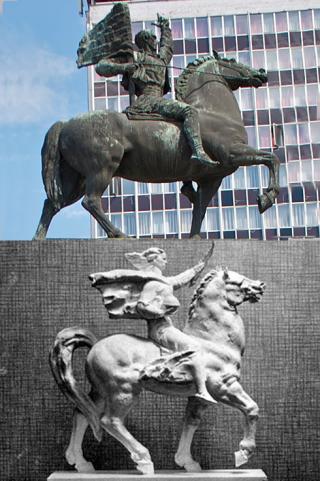 Augustinčićeve skulpture u Nišu (gore) i Njujorku