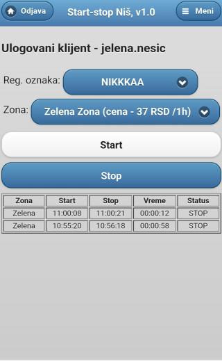 Primer aplikacije za plaćanje po minutu; Jelena Nešić
