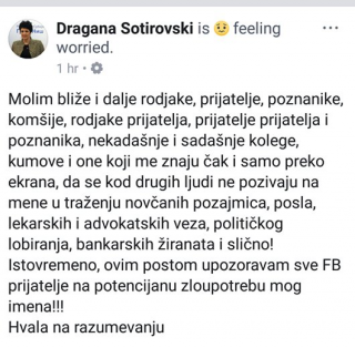 Fejsbuk Dragana Sotirovski 