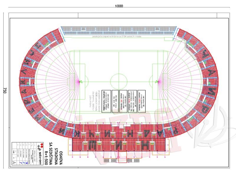 Raspored stolica Stadion CAIR Model 1