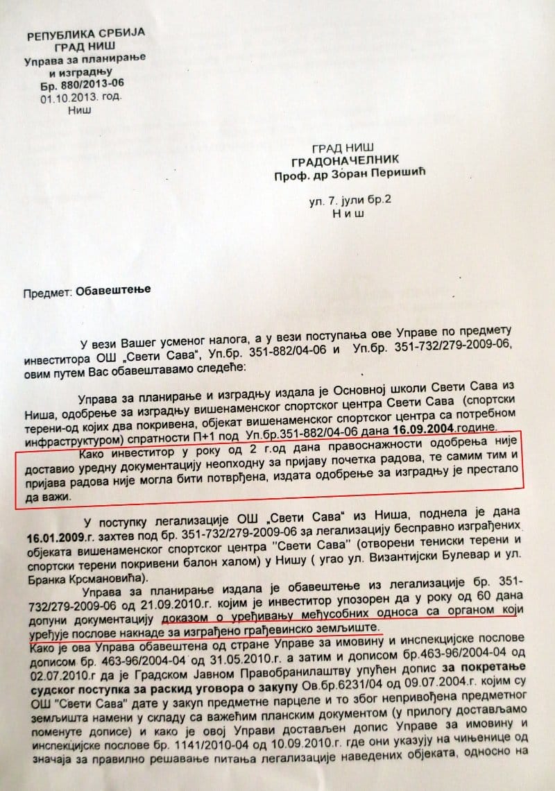 teniski tereni dopis uprava p i