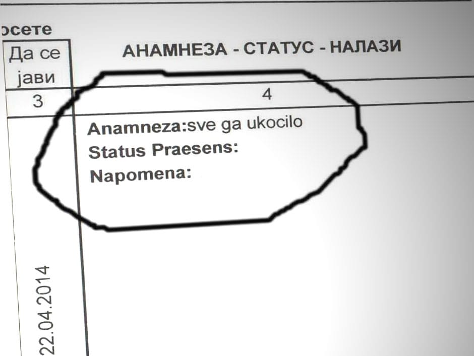 Neobičan zaključak lekara: "Sve ga ukočilo" 1 anamneza