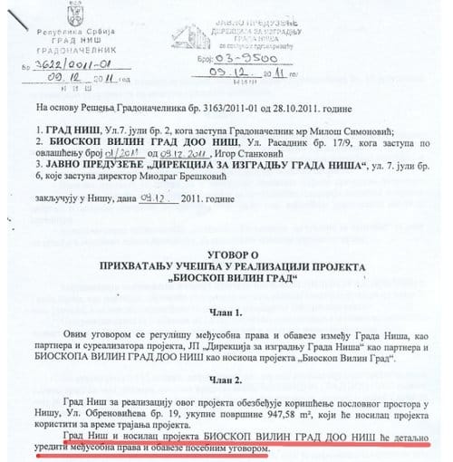 ugovor vilin grad