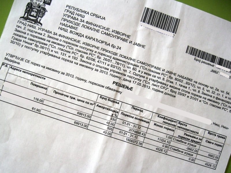 Astronomski porez na imovinu zbog novog obračuna 14 poresko resenje
