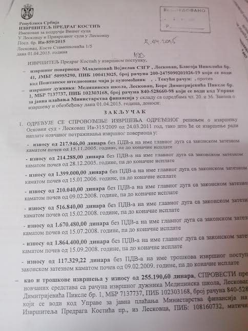 medicinska resenje o izvrsenju