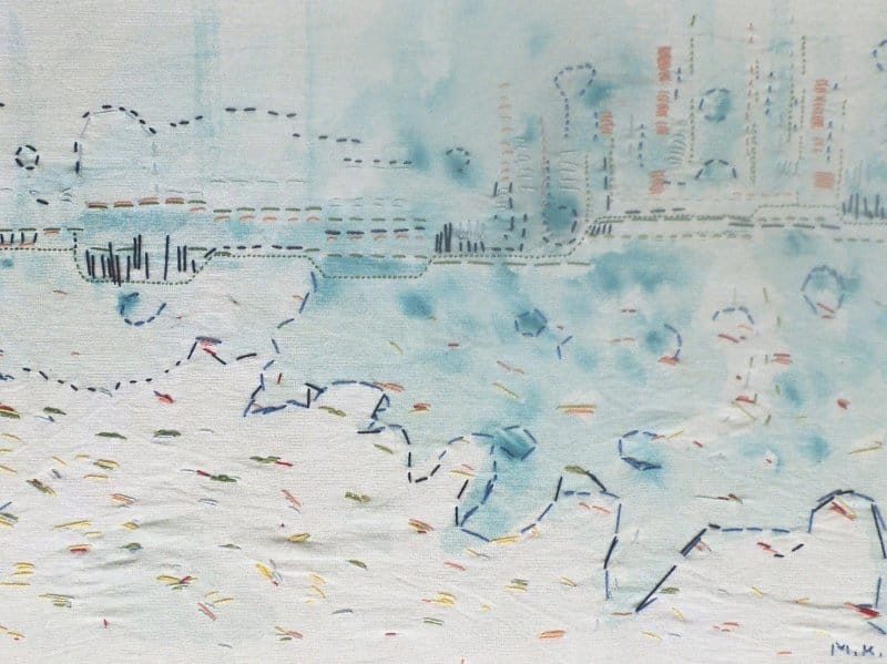 Izložba "Crtanje vezom" u niškom "Salonu 77" 6 Milena Krstic Nasip slikana svila vez