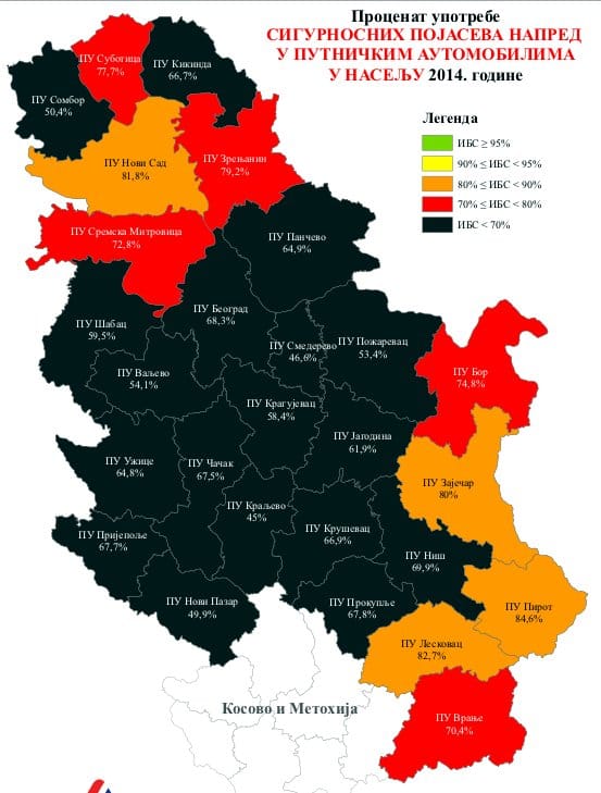 Koriscenje pojaseva po opstinama