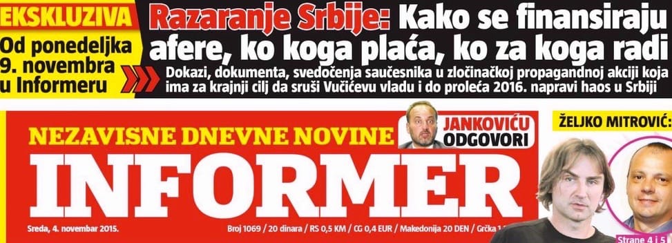 Informer zlocinacka propaganda naslovna