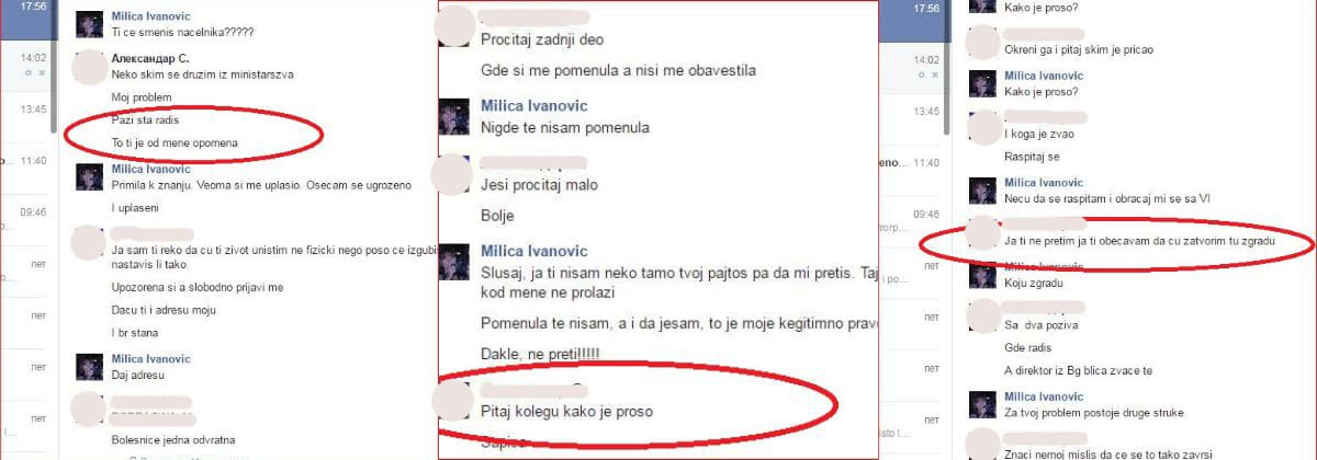 Privatna prepiska i pretnje foto printscreen