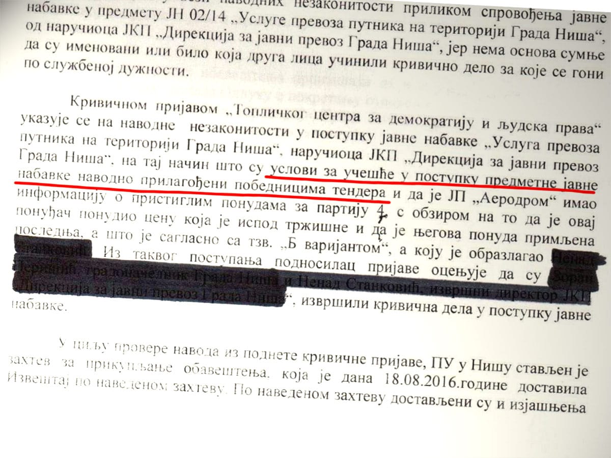 Detalj iz sluzbene beleske