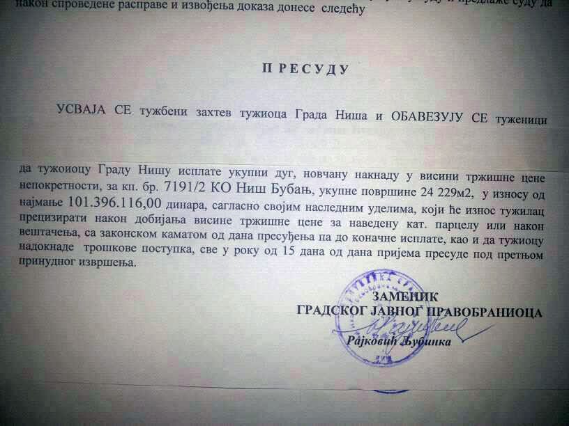 "Dala baba banku..." ili "Daj, baba, glavu"? 1 detalj iz tuzbe