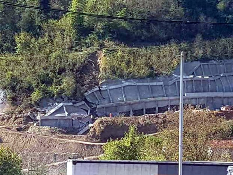 Urušio se deo potpornog zida na Koridoru 10 kod Predejana 1 potporni zid TW printscreen