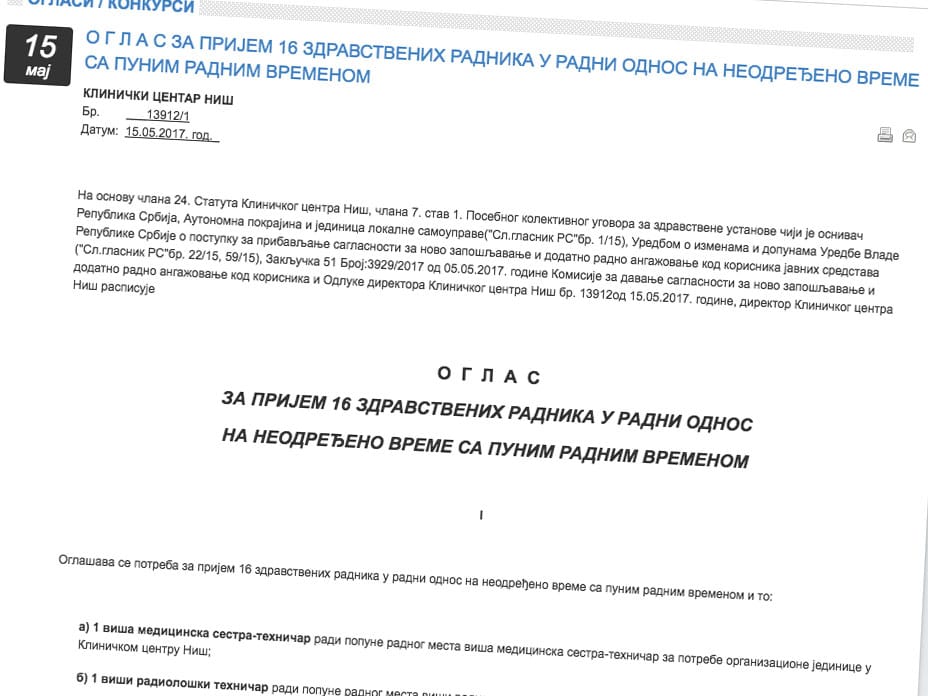 Oglas KC Nis printscreen