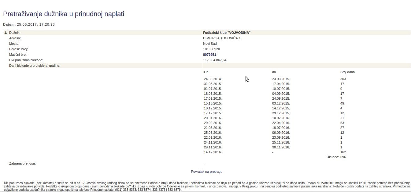 NBS Vojvodina print screen