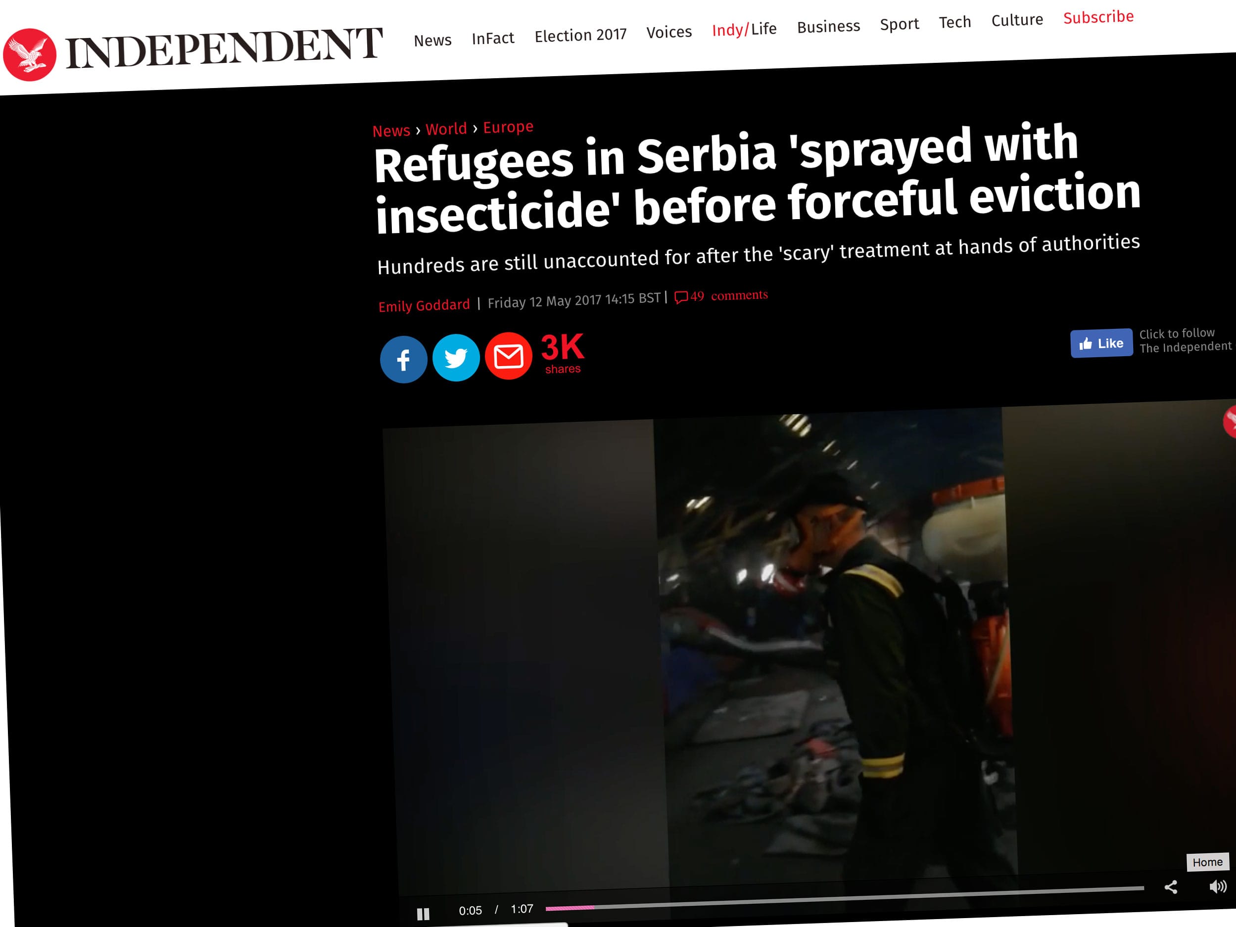 Prskanje izbeglica Independent