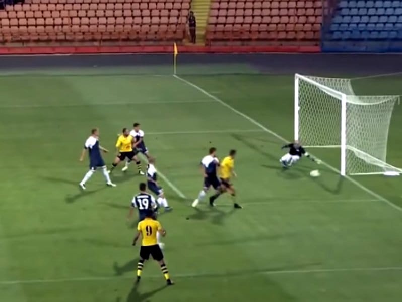 Doskorašnji fudbaler Radnika golom debitovao u kvalifikacijama za Ligu šampiona 6 Gol Uros Nenadovic kvalifikacije za LS 2017 foto youtube printscreen