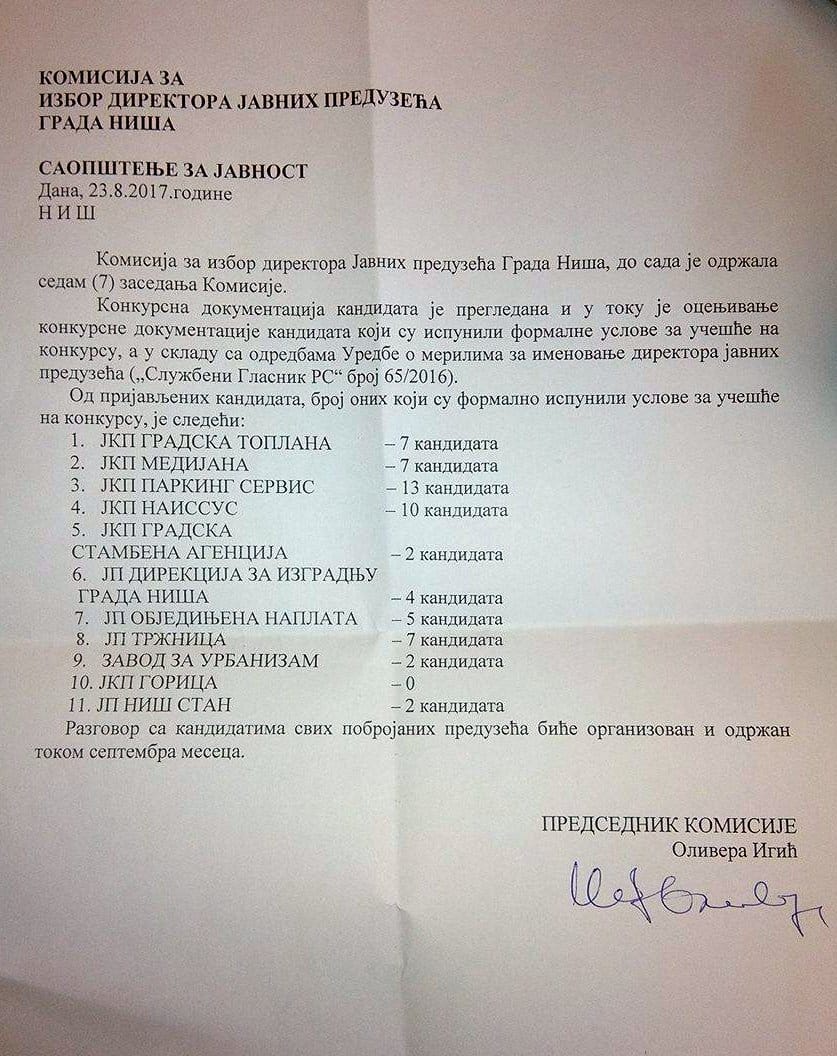 Saopstenje za javnost direktori foto JV J A