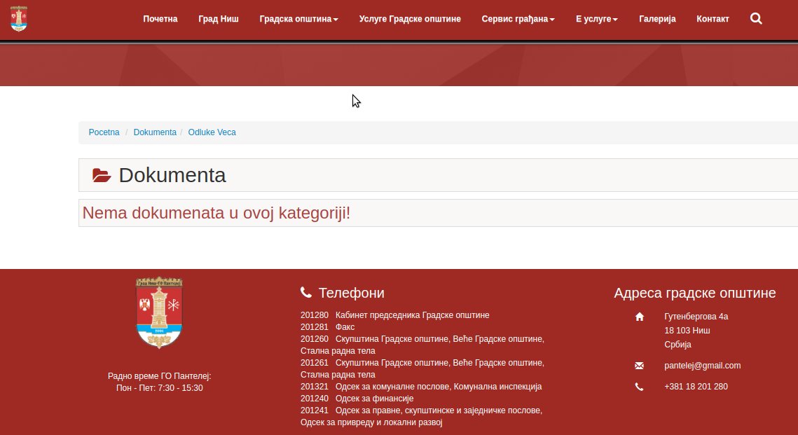 Screenshot Akti gradskog veca Pantelej