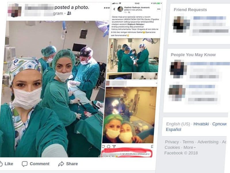 Selfi Klinicki operacije foto printskrin fejsbuk