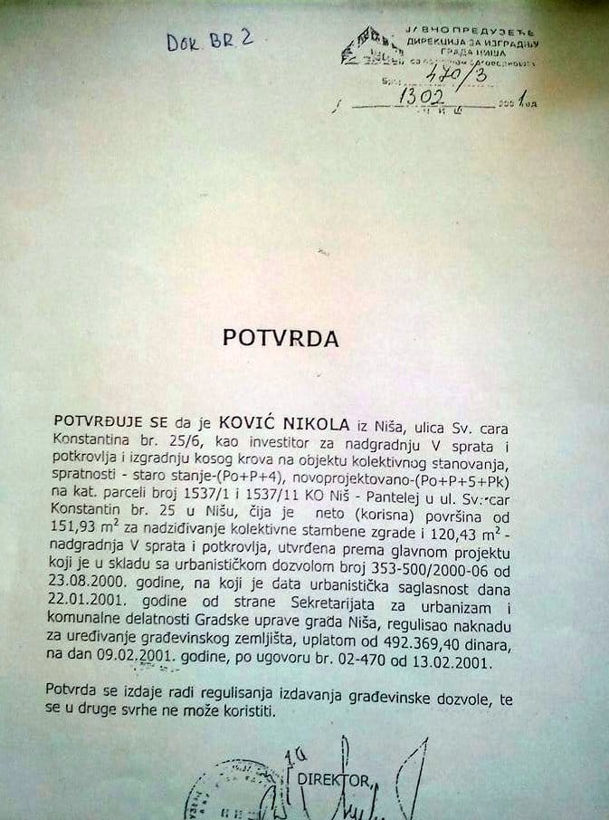 Potvrda taksa Gradjevinska dozvola