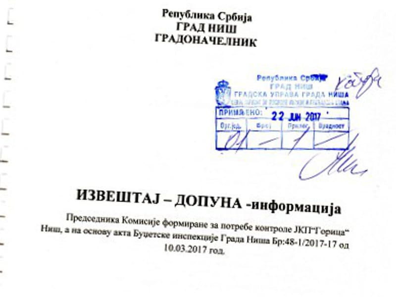 Gde je nestala dopuna izveštaja o zloupotrebama u "Gorici"? 1 Dopuna izvestaja1 krop