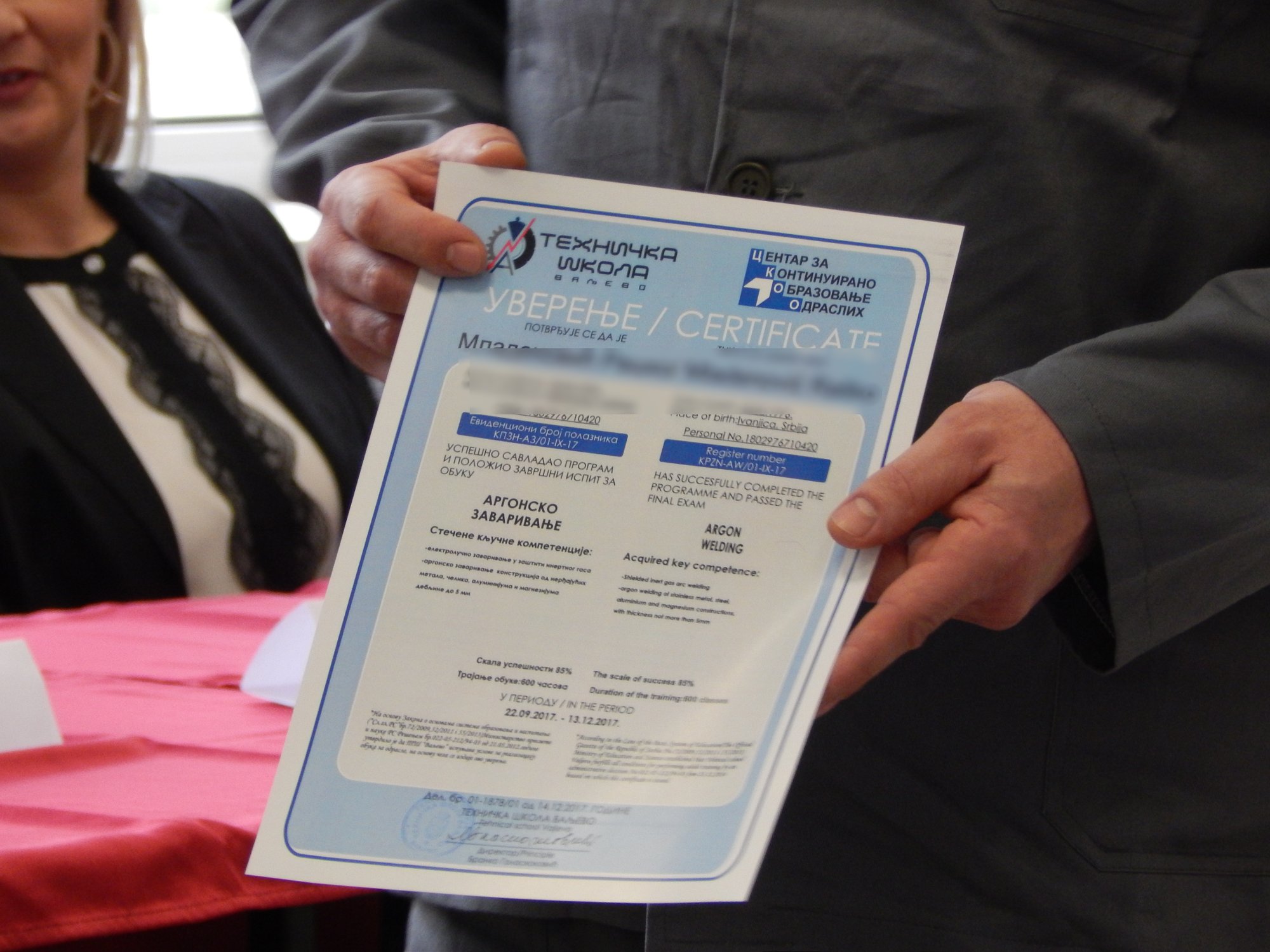 Sertifikat zatvor foto V Milic