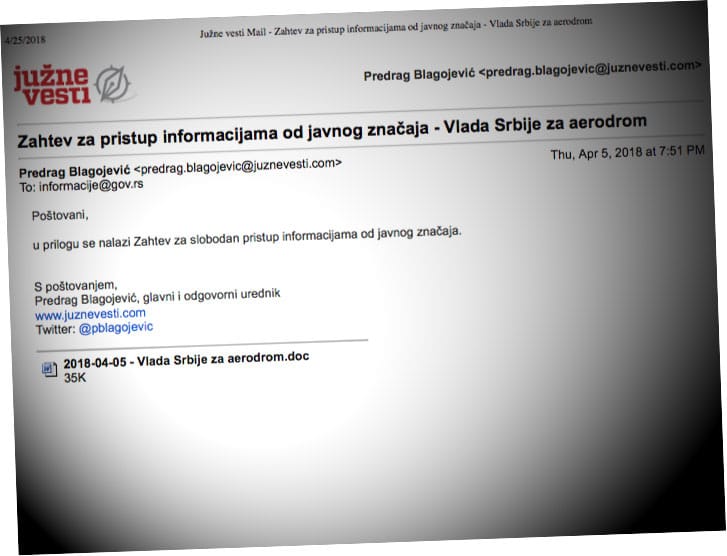 Vlada odbila da dostavi ugovor