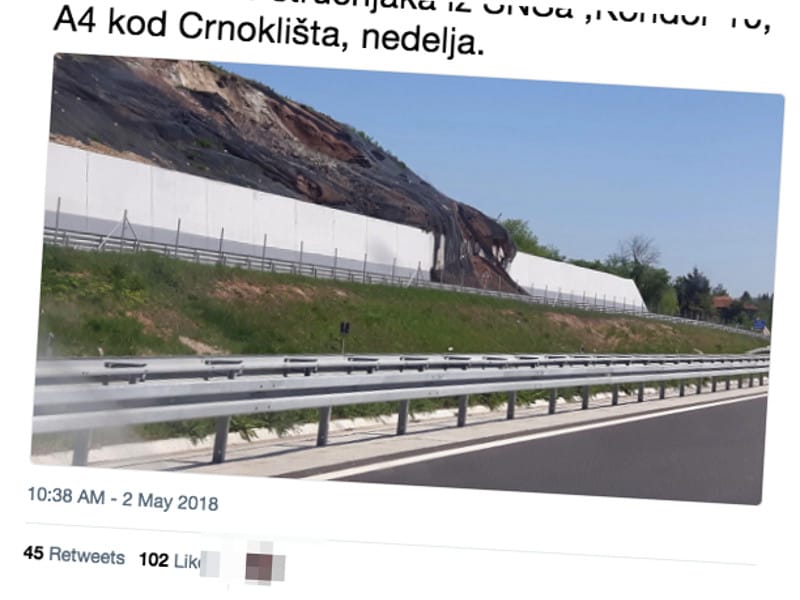 Novo klizište na Koridoru 10 nedaleko od Pirota 1 kliziste printscreen TW