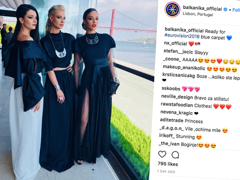 Članice “Balkanike” na otvaranju “Evrosonga” u kreacijama niške dizajnerke 3 balkanika foto instragram