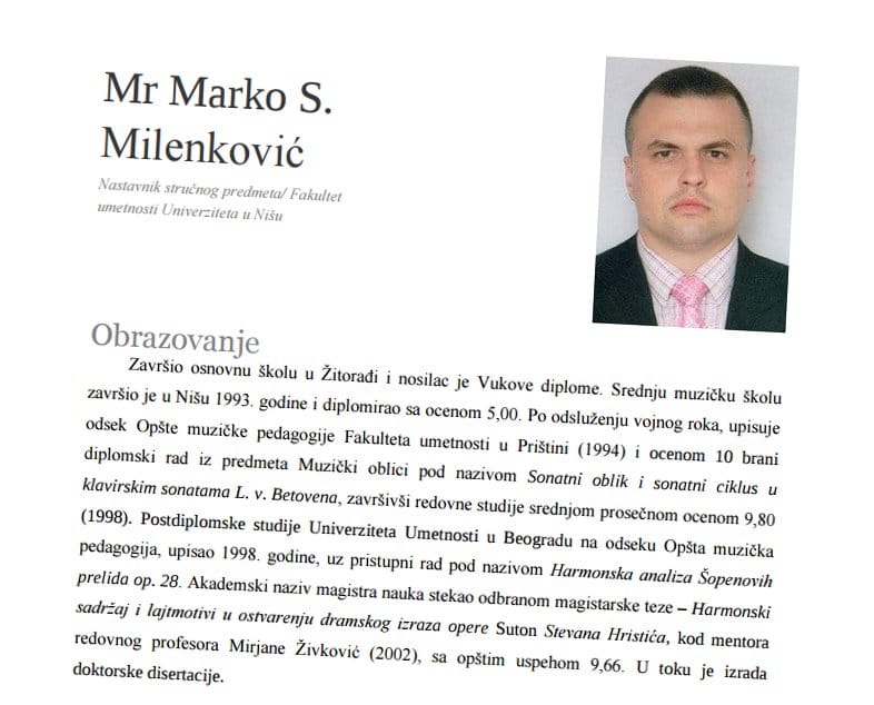 Marko Milenkovic biografija foto Ministarstvo prosvete