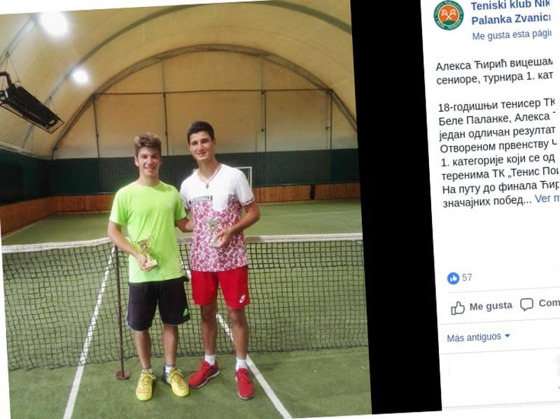 Teniser iz Bele Palanke na svetskoj ATP rang listi 4 Aleksa Ciric teniser Bela Palanka foto print screen facebook