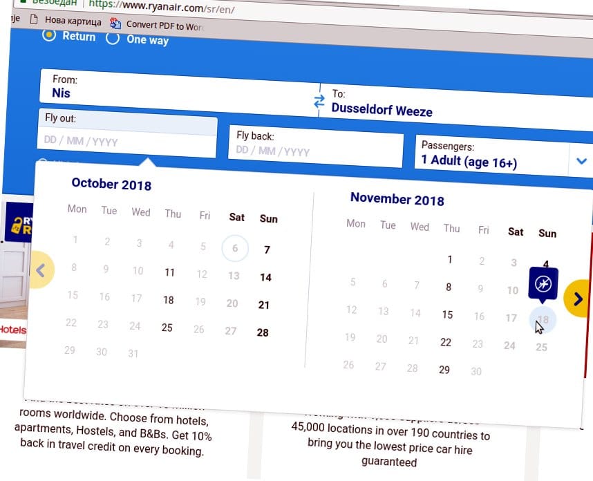 Rajaner rezervacija karata foto printskrin