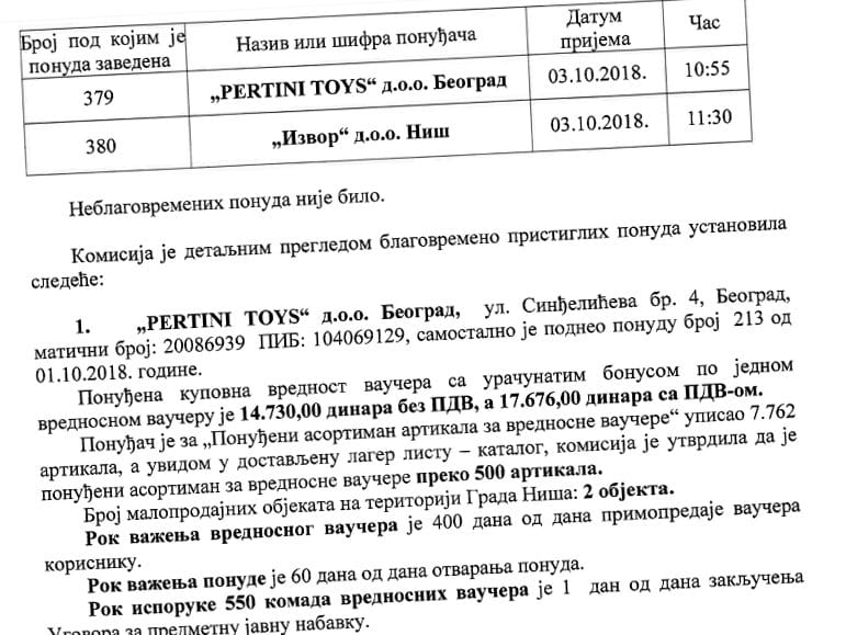 Ugovor vauceri za bebe foto printskrin