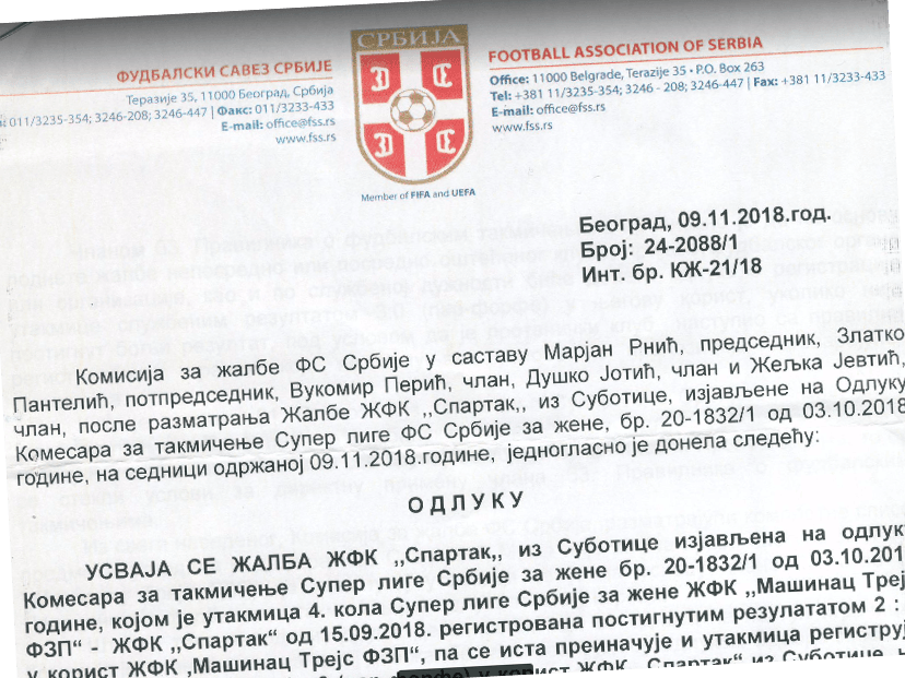 fss odluka masinac spartakk