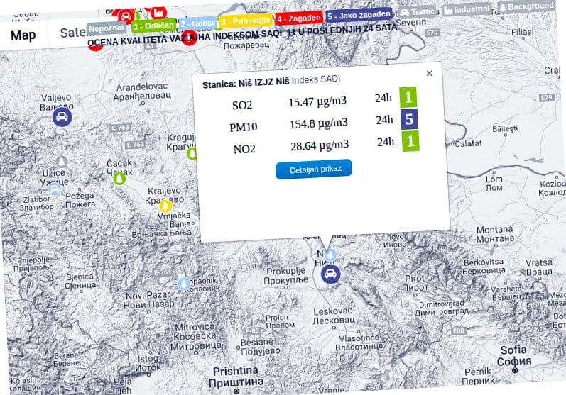 Vayduh ocenjen kao jako zagadjen foto printskrin