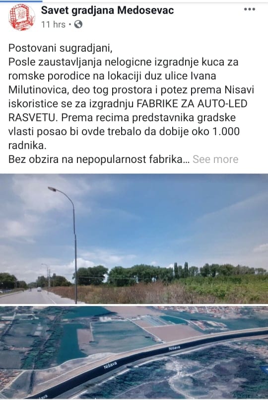 FB objava Savet gradjana Medosevac