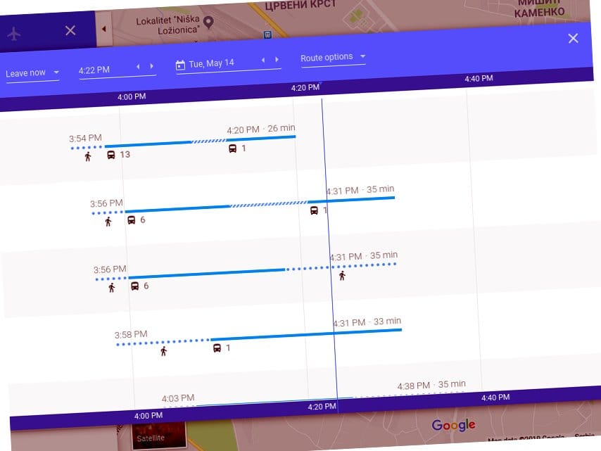 Gugl tranzit foto printskrin Google maps