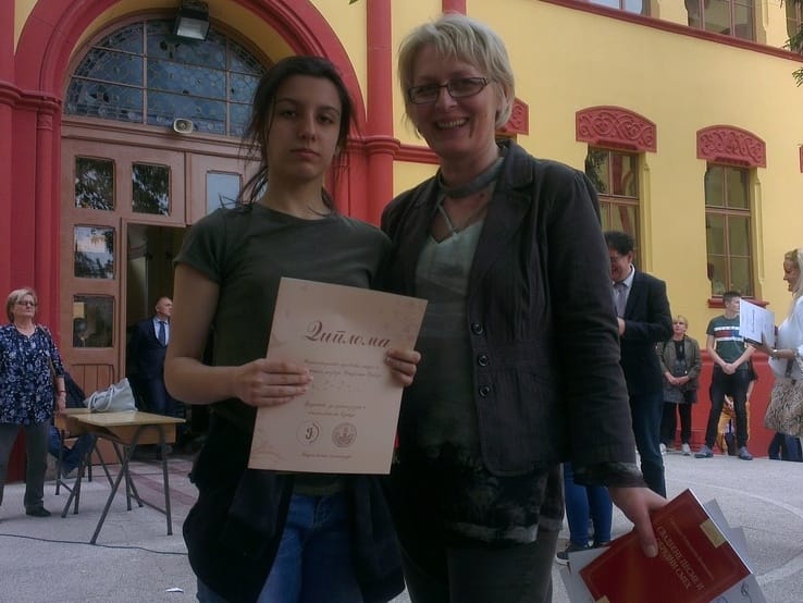 Knjievna olimpijada Katarina Micic i profesorica foto Vladimir Micic