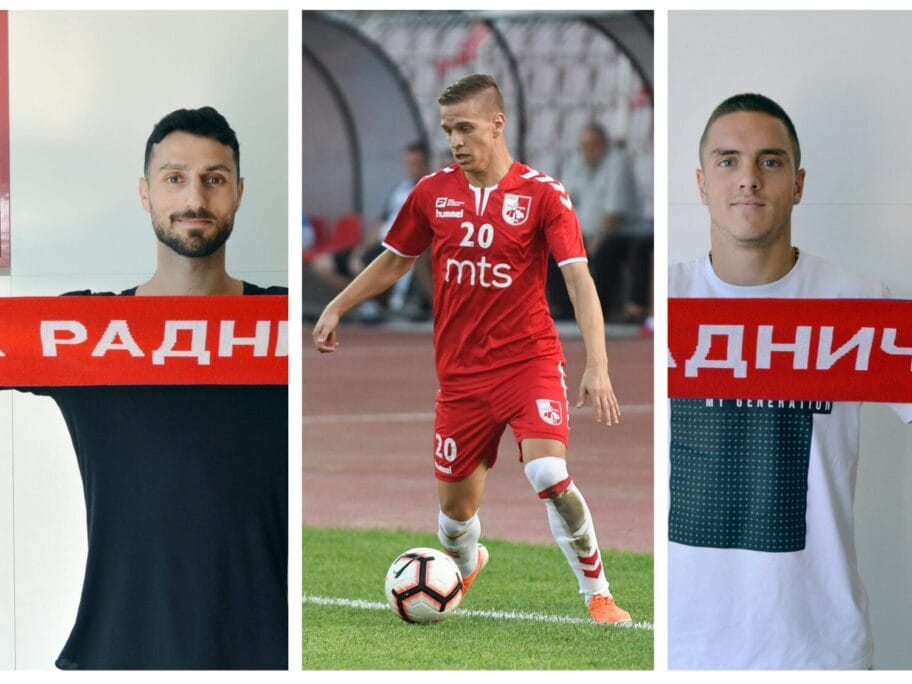 Rebin Sulaku Nikola Cumic i Nemanja Nikolic Radnicki fudbal foto Juzne vesti FK Radnicki Vanja Keser scaled