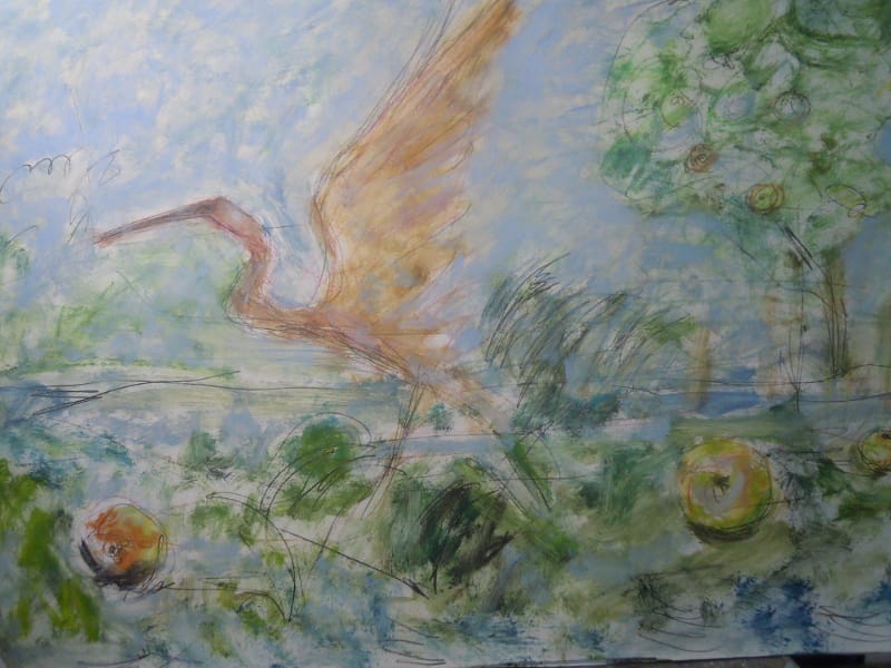 Crvena capclja i jabuke sa kanala DTD 2018 ulje na kartonu 102 x 72cm DSCN9771 1