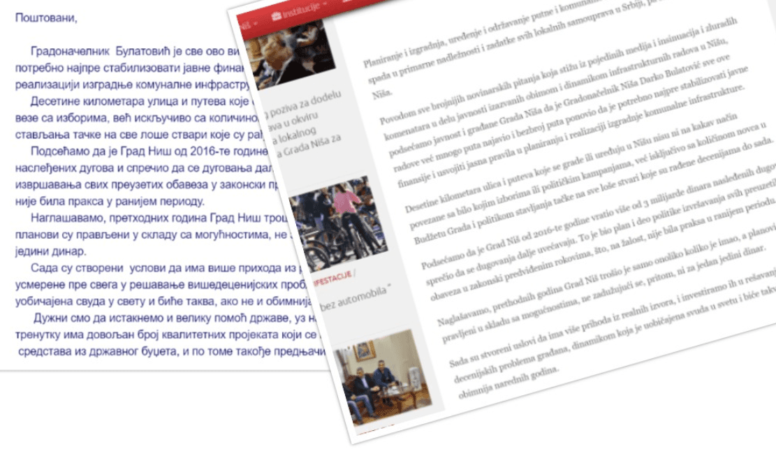bulatovic saopstenje
