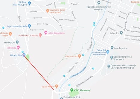 Trasa nepostojece veze izmedju Mokranjceve i Gabrovackog puta