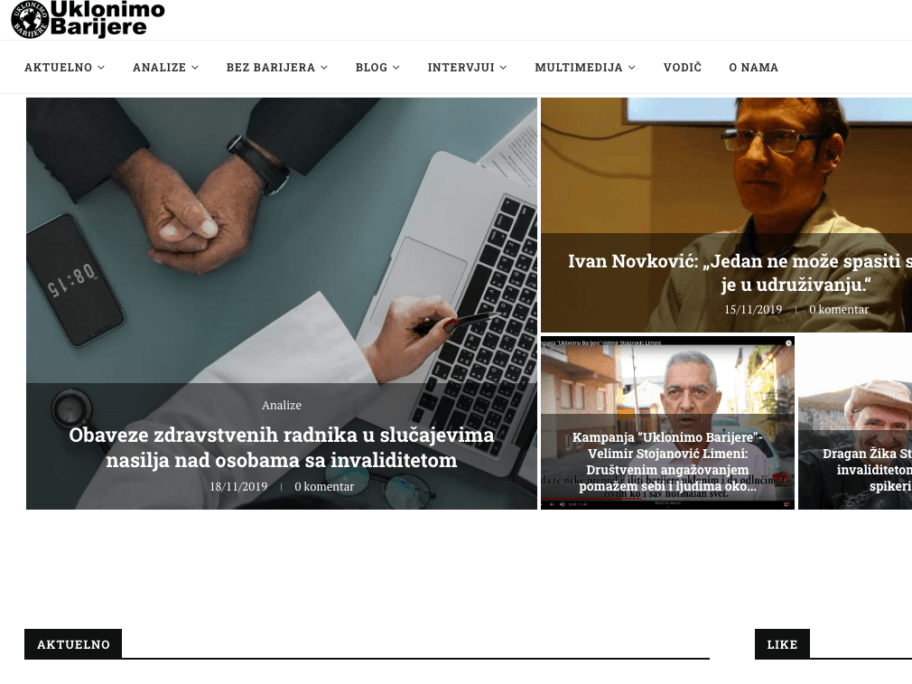 "Uklonimo barijere" za poboljšanje položaja osoba sa invaliditetom 11 Sajt Uklonimo barijere foto print screen