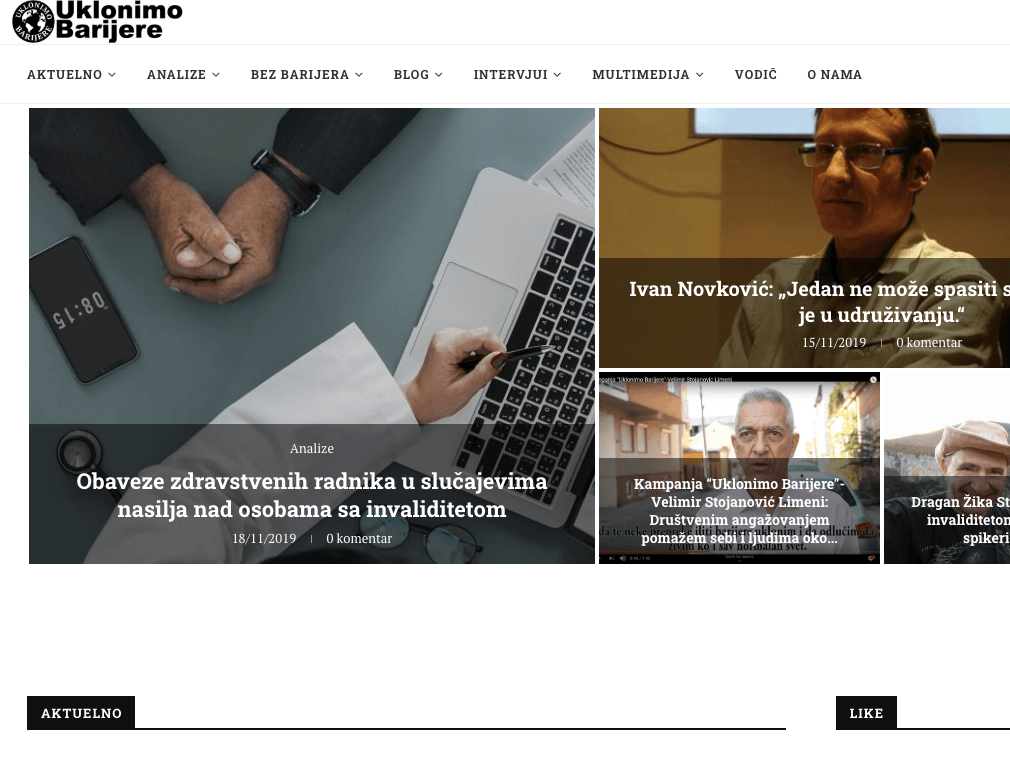 Sajt Uklonimo barijere foto print screen