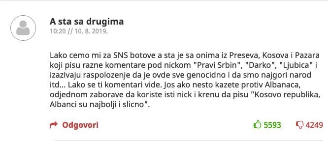 SNS bot glasanje za komentare komentar