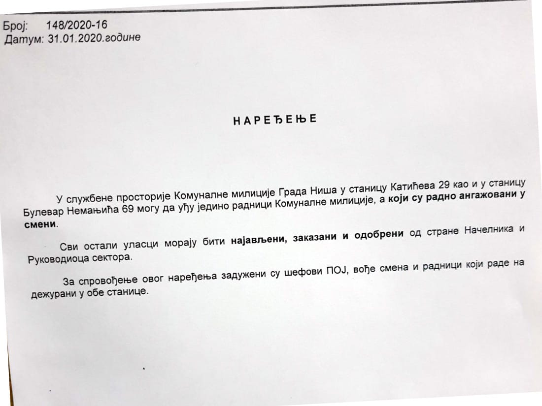 naredjenje komunalna milicija printscreen