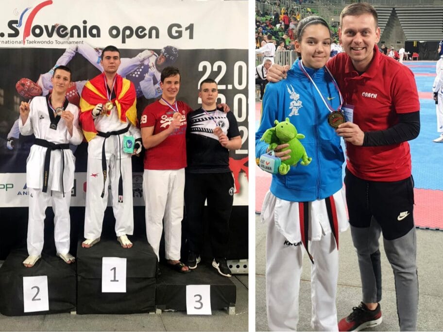 Takmičari niškog TK Asteriks osvojili zlato i srebro u Sloveniji 2 Iva Petrovic i Mitar Maklenovic tekvodno Slovenia foto TK Asteriks scaled