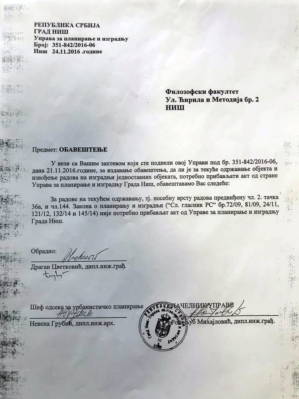 Odgovor Uprave; foto: N. J