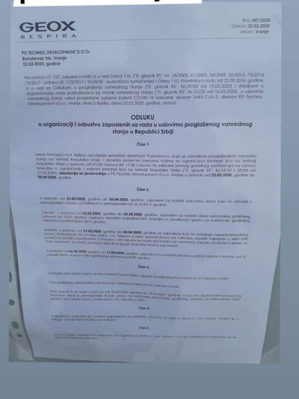 Geox odluka foto prntskrin