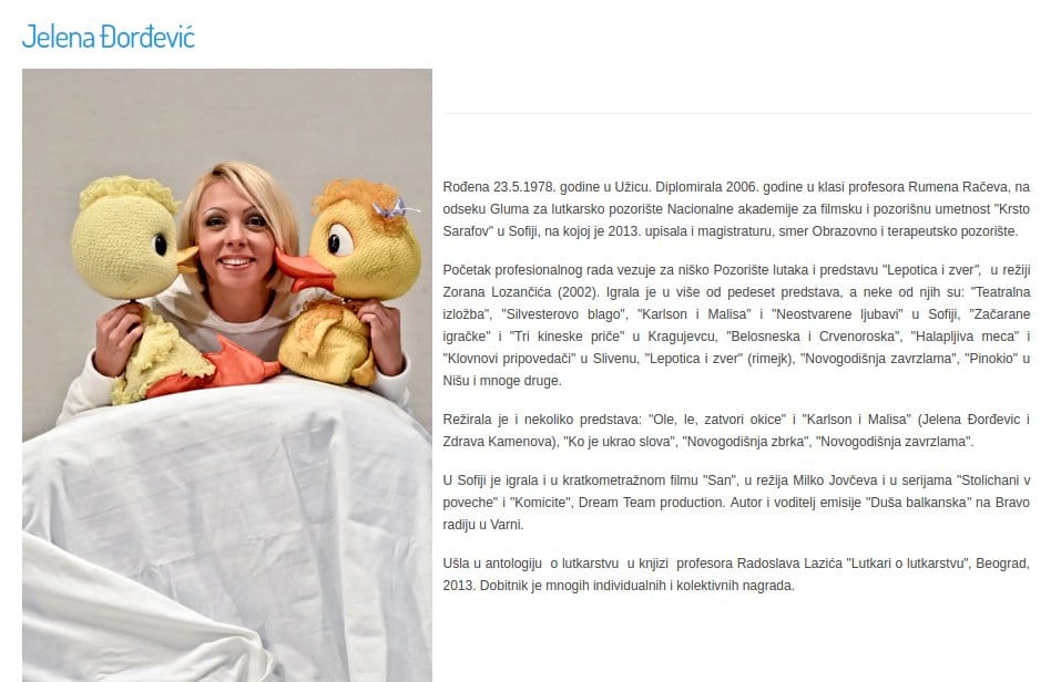 Jelena Djordjevic; foto: Pozoriste lutaka Nis